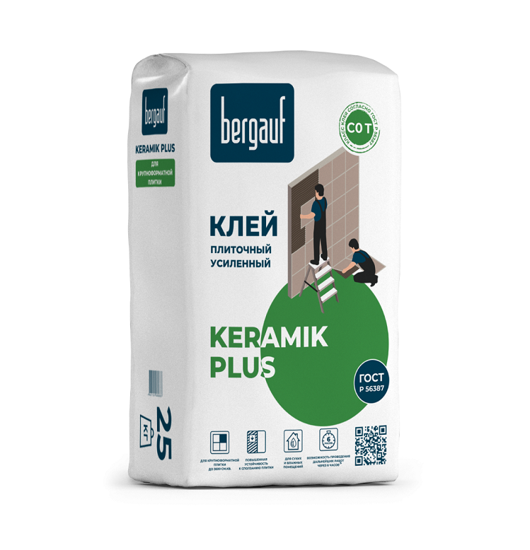 Клей для керамической плитки усиленный Bergauf Keramik Plus (25 кг)