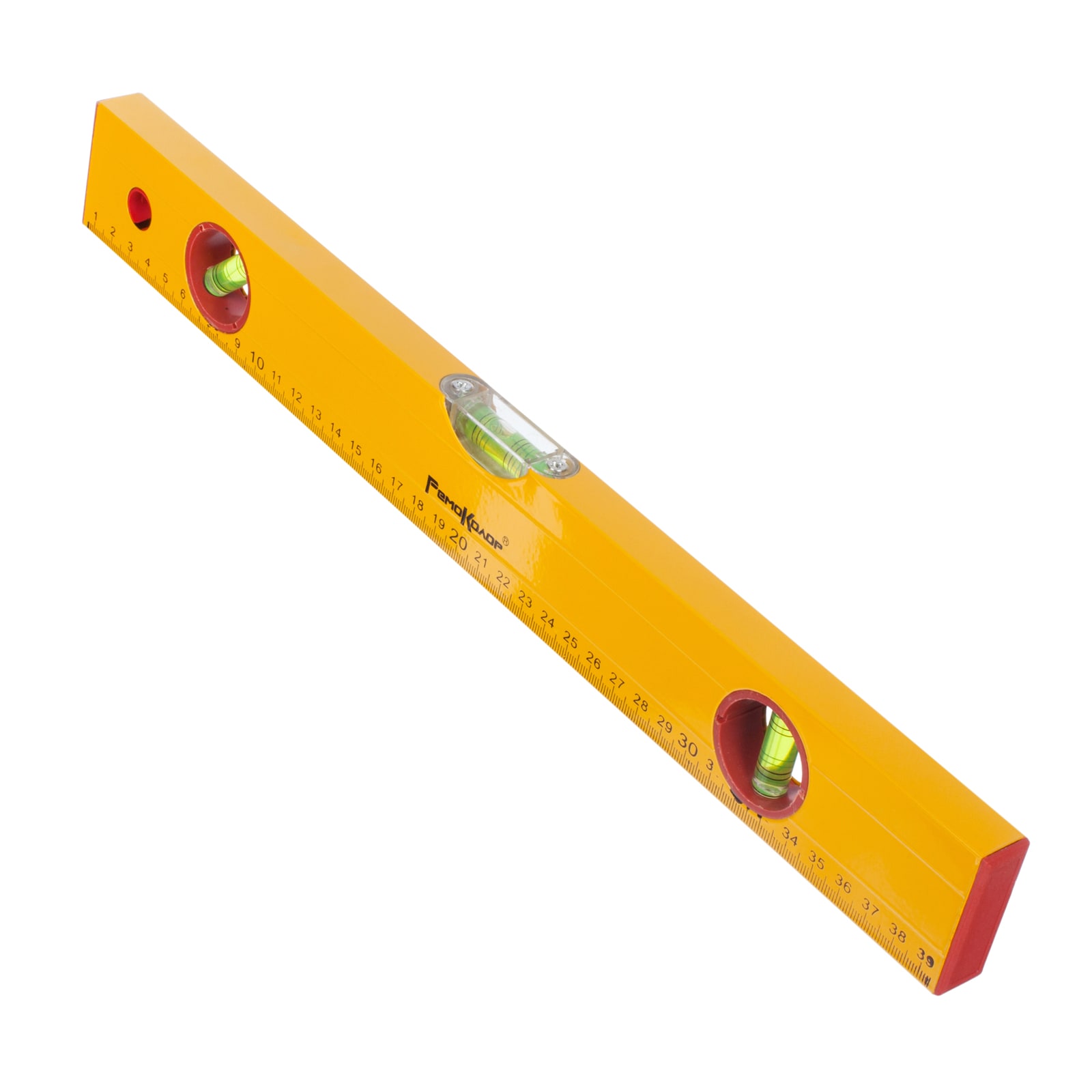 Уровень алюминиевый "Yellow", коробчатый корпус, 3 акриловых глазка, линейка, 400мм, (шт.)