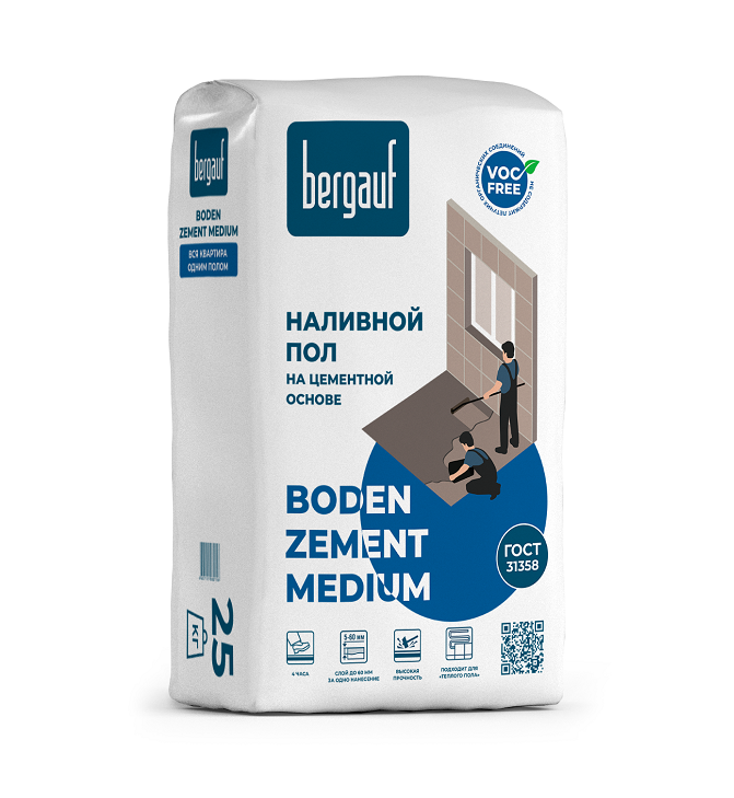 Смесь для пола Bergauf Zement Medium (25 кг)