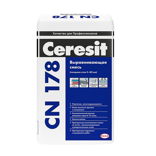 Смесь для пола легковыравнивающаяся Ceresit CN 178 (25кг)