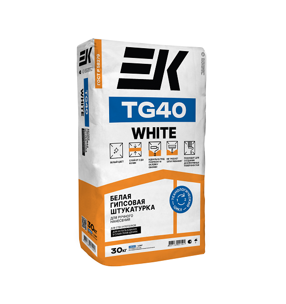 Штукатурка гипсовая EК TG40 WHITE (30кг)