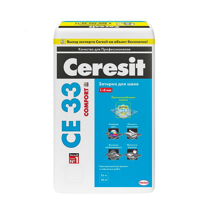 Затирка Ceresit CE 33 для узких швов серая (25кг)