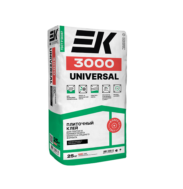 Клей EК 3000 UNIVERSAL для плитки и керамогранита универсальный (25кг)